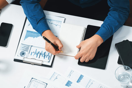 Diverse corporate audit team or company bookkeeper and accountant consultant calculate account...