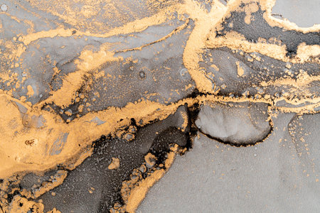 Original artwork photo of marble ink abstract art. High resolution photograph from exemplary original painting. Abstract painting was painted on HQ paper texture to create smooth marbling pattern.の写真素材