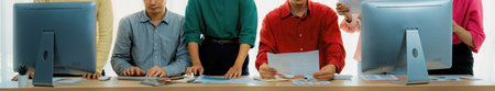 A cropped image of business group discuss about financial plan at meeting room. Successful business...