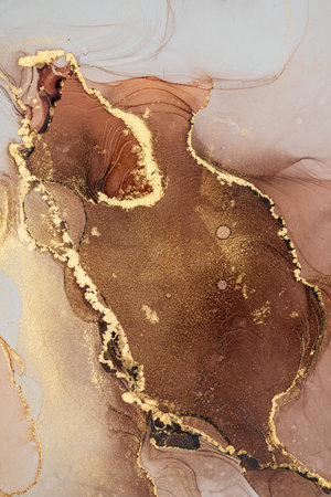 Original artwork photo of marble ink abstract art. High resolution photograph from exemplary original painting. Abstract painting was painted on HQ paper texture to create smooth marbling pattern.の写真素材