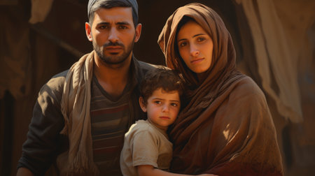 Civilian refugee affected from aggression of war and battle escape city from war zone which has no little comelinessの素材