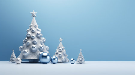 Cute christmas trees 3D style with merry christmas decorations element comelinessの素材