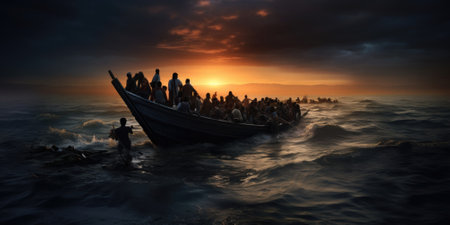 Civilian refugee affected from aggression of war and battle escape city from war zone which has no little comelinessの素材