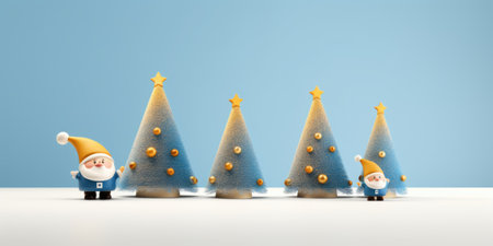 Cute christmas trees 3D style with merry christmas decorations element comelinessの素材