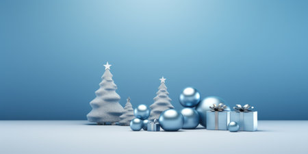 Cute christmas trees 3D style with merry christmas decorations element comelinessの素材