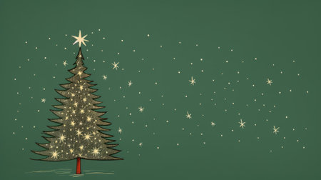 Creative art Christmas tree hand drawing style, for greeting card merry christmas and happy new year, naive children kid art for nursery or elementary school comelinessの素材