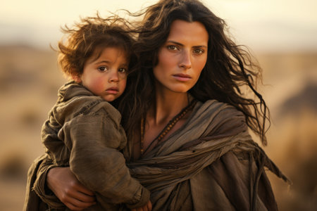 Civilian refugee affected from aggression of war and battle escape city from war zone which has no little comelinessの素材