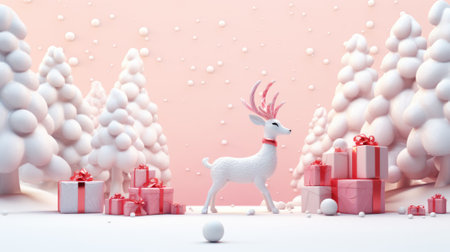 Cute christmas trees 3D cartoon style with merry christmas decorations element comelinessの素材