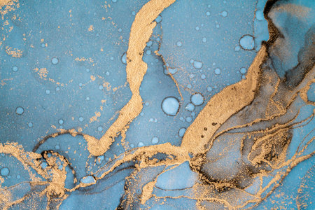Original artwork photo of marble ink abstract art. High resolution photograph from exemplary original painting. Abstract painting was painted on HQ paper texture to create smooth marbling pattern.の写真素材