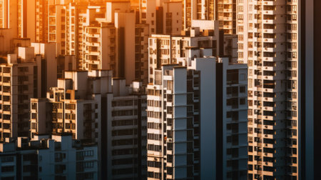 High density residential architecture city downtown buildings comelinessの素材