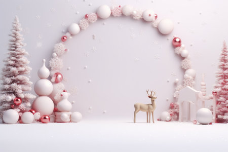 Cute christmas trees 3D cartoon style with merry christmas decorations element comelinessの素材