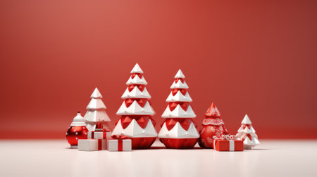 Cute christmas trees 3D style with merry christmas decorations element comelinessの素材