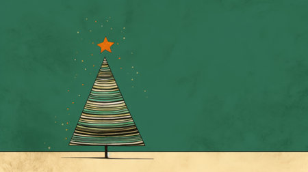 Creative art Christmas tree hand drawing style, for greeting card merry christmas and happy new year, naive children kid art for nursery or elementary school comelinessの素材