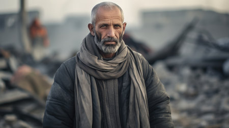 Civilian refugee affected from aggression of war and battle escape city from war zone which has no little comelinessの素材