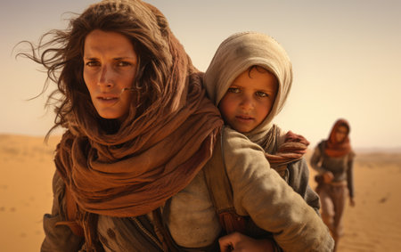 Civilian refugee affected from aggression of war and battle escape city from war zone which has no little comelinessの素材