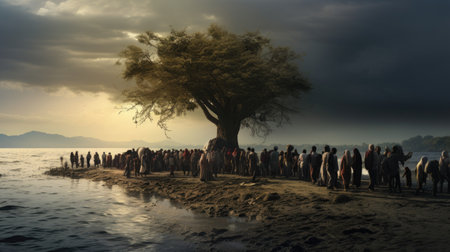 Civilian refugee affected from aggression of war and battle escape city from war zone which has no little comelinessの素材