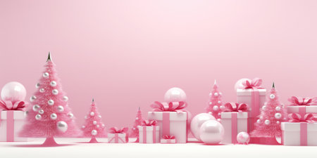 Cute christmas trees 3D style with merry christmas decorations element comelinessの素材
