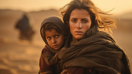 Civilian refugee affected from aggression of war and battle escape city from war zone which has no little comelinessの素材