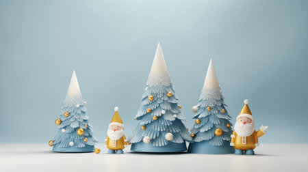 Cute christmas trees 3D style with merry christmas decorations element comelinessの素材