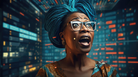 Business person overloaded by stress from business data and information that come from work, technology, social media and marketing business strategy received by a corporate employeeの素材