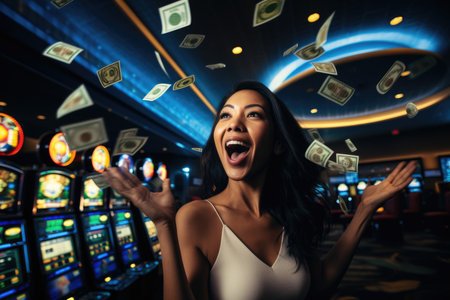 Lucky person win big jackpot from gambling in casino in concept of luck, betting and casino entertainment comelinessの素材