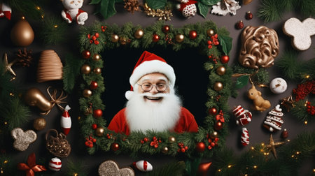 Christmas frame for holiday decoration and festive winter comelinessの素材