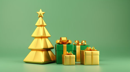 Cute christmas trees 3D style with merry christmas decorations element comelinessの素材