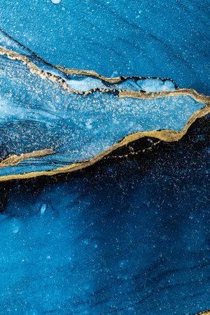 Original artwork photo of marble ink abstract art. High resolution photograph from exemplary original painting. Abstract painting was painted on HQ paper texture to create smooth marbling pattern.の写真素材