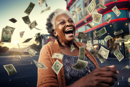 Lucky person win big jackpot from gambling in casino in concept of luck, betting and casino entertainment comelinessの素材