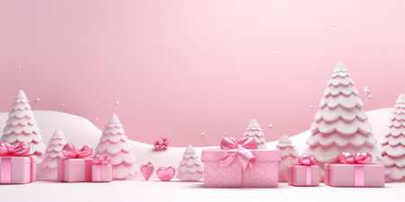 Cute christmas trees 3D style with merry christmas decorations element comelinessの素材