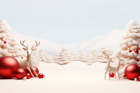 Cute christmas trees 3D cartoon style with merry christmas decorations element comelinessの素材