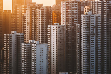 High density residential architecture city downtown buildings comelinessの素材