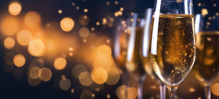 Happy New Year and champagne background comelinessの素材