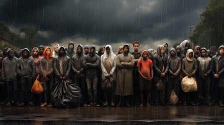 Civilian refugee affected from aggression of war and battle escape city from war zone which has no little comelinessの素材