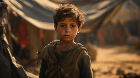 Civilian refugee affected from aggression of war and battle escape city from war zone which has no little comelinessの素材