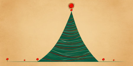 Creative art Christmas tree hand drawing style, for greeting card merry christmas and happy new year, naive children kid art for nursery or elementary school comelinessの素材