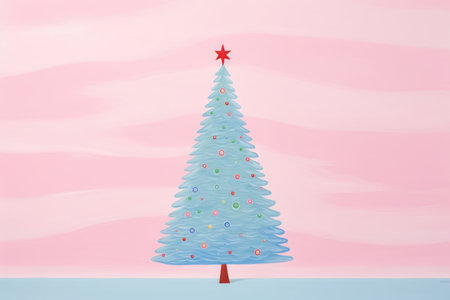 Creative art Christmas tree hand drawing style, for greeting card merry christmas and happy new year, naive children kid art for nursery or elementary school comelinessの素材