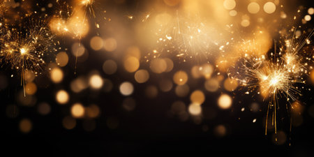 abstract black and gold glitter background for new year, christmas eve, 4th of july holiday concept comelinessの素材