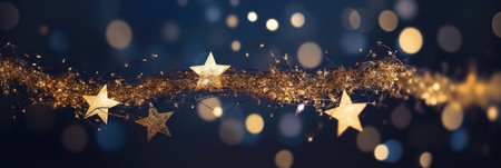 Christmas and new year 2024 decoration on the blue vintage background golden stars comelinessの素材