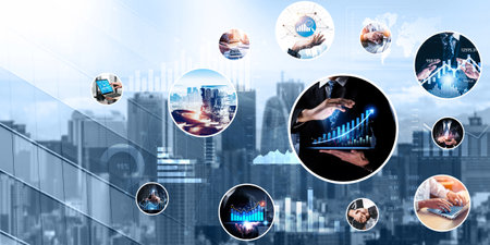 Futuristic business digital financial data technology concept for future big data analytic and...