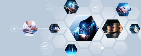 Futuristic business digital financial data technology concept for future big data analytic and...