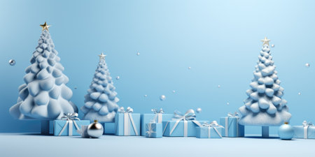 Cute christmas trees 3D style with merry christmas decorations element comelinessの素材