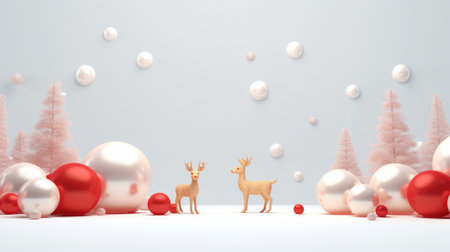 Cute christmas trees 3D cartoon style with merry christmas decorations element comelinessの素材