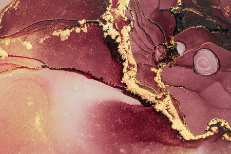 Original artwork photo of marble ink abstract art. High resolution photograph from exemplary original painting. Abstract painting was painted on HQ paper texture to create smooth marbling pattern.の写真素材