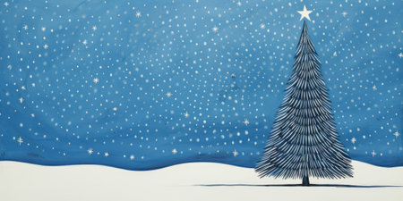 Creative art Christmas tree hand drawing style, for greeting card merry christmas and happy new year, naive children kid art for nursery or elementary school comelinessの素材