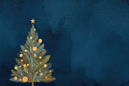 Creative art Christmas tree hand drawing style, for greeting card merry christmas and happy new year, naive children kid art for nursery or elementary school comelinessの素材