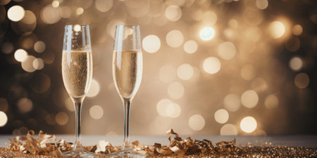 champagne glasses for new year celebration comelinessの素材
