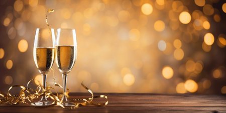 champagne glasses for new year celebration comelinessの素材