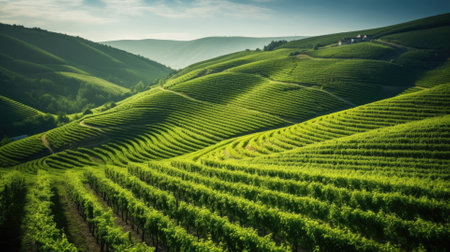 Beautiful landscape of Vineyards in European region in summer season comelinessの素材