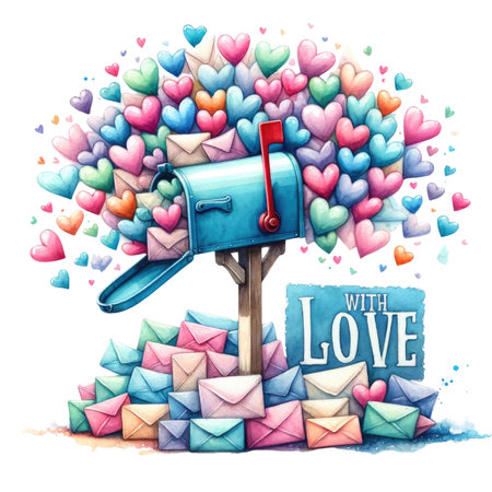 Valentines day watercolor illustration isolated for sweet clipart graphic design for print romantic greeting or invitation card or gift for holiday celebration. Vellichor.の素材